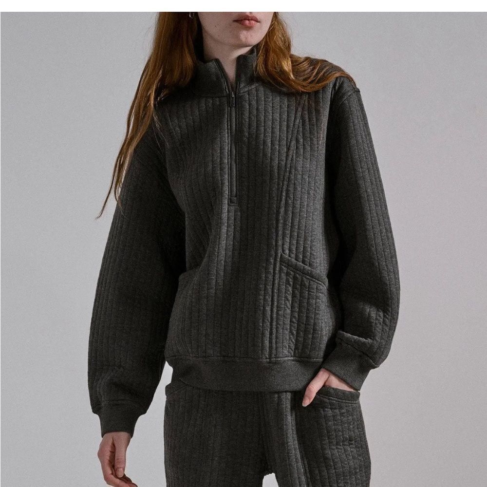 Lunya Restore Double Knit Half Zip Pullover XS/S Mercurial Grey Heather NWT $228 - Picture 7 of 7